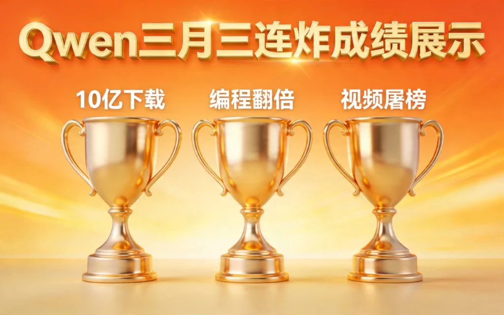 Qwen四月三连炸:10亿下载、编程翻倍、视频屠榜