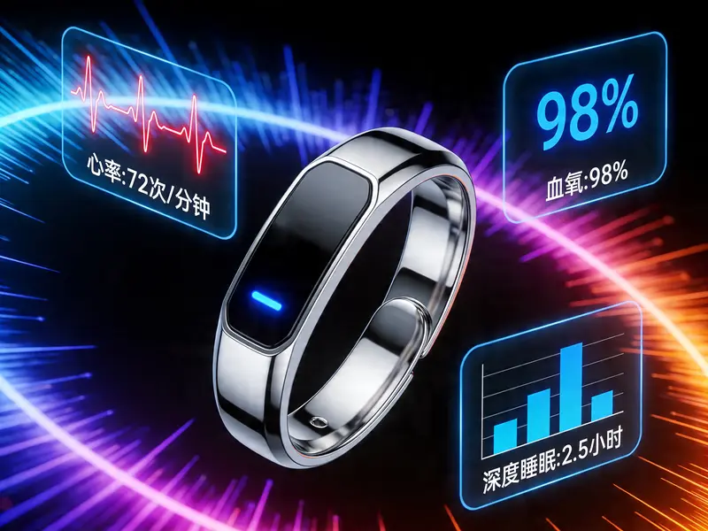 追觅戒指Glow功能配图 - 心率72血氧98%深度睡眠监测展示