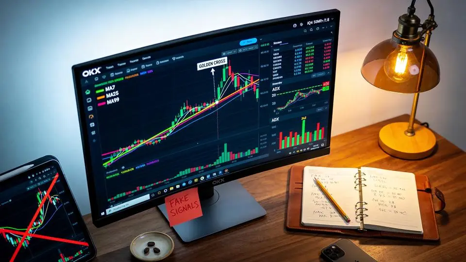 OKX图表三条均线金叉信号与ADX趋势确认