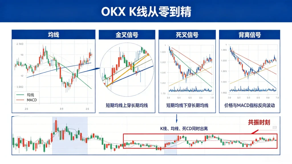 OKX 行情图表解析,EMA 均线与 MACD 指标实战演示